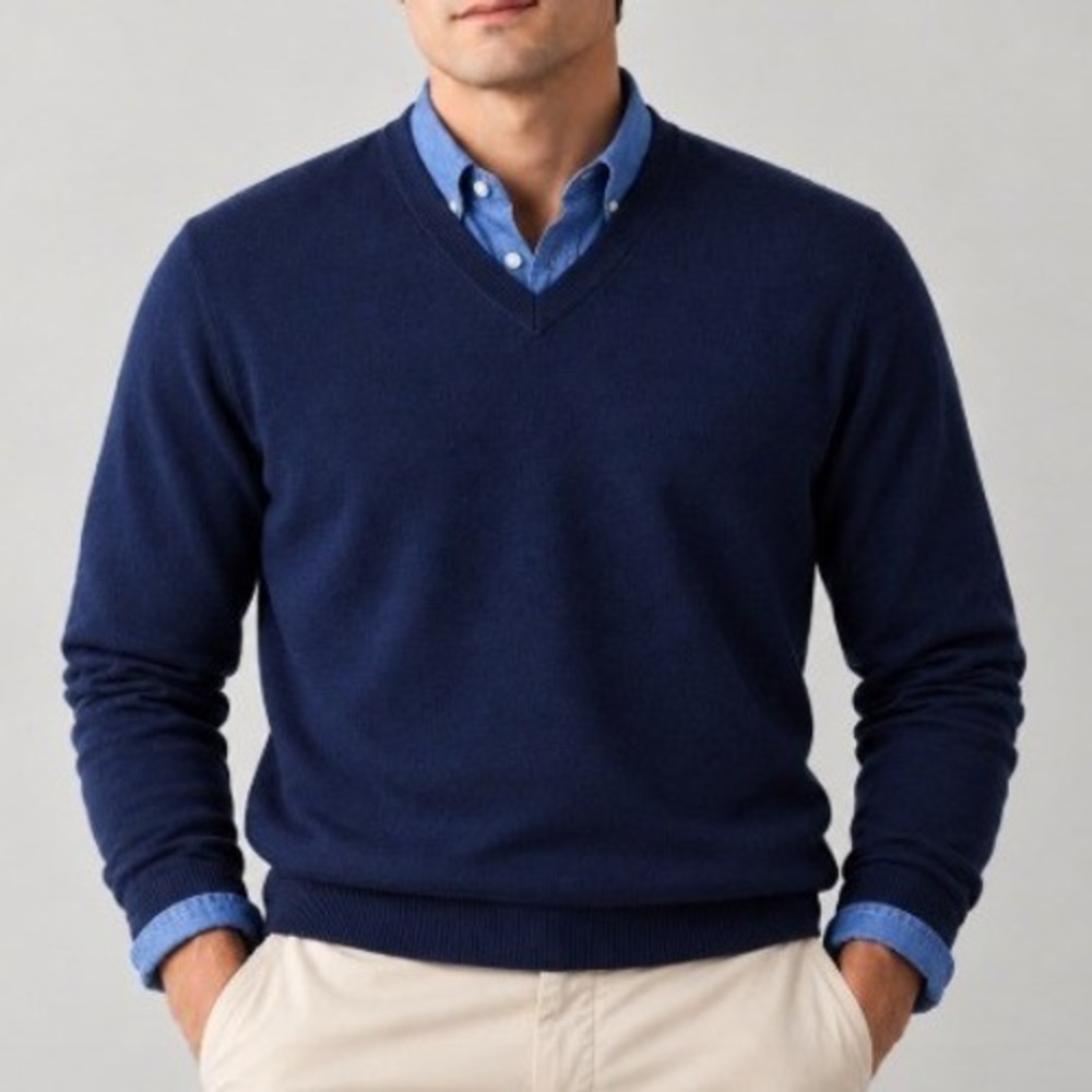 NWT Faconnable Navy Silk Cashmere European Preppy Minimalist Luxury Sweater L